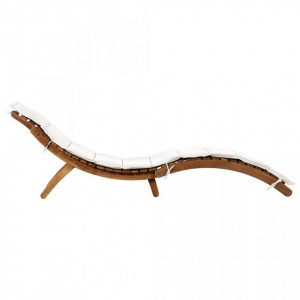 Șezlong cu pernă, crem, lemn masiv de acacia - V46652V