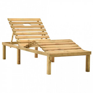 Șezlong cu pernă gri, lemn de pin tratat - V3065850V
