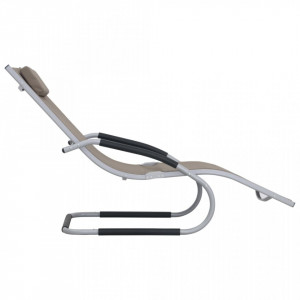 Șezlong cu pernă, gri taupe, aluminiu și textilenă - V47779V - Img 3