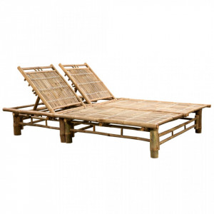 Sezlong de plaja pentru 2 persoane, bambus - V43715V