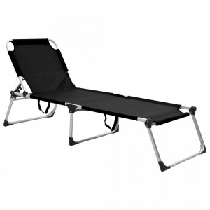 Șezlong pliant Senior, negru, aluminiu, înălțime supimentară - V47913V - Img 2