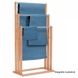 Stand pt. prosoape, bambus și alb, 54x24x82 cm - TP234014 - Img 2