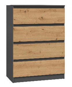 TECOAN-AR104 - Comoda, 70 x 40 x 97 cm, Antracit-Stejar Artisan, PAL - Img 3