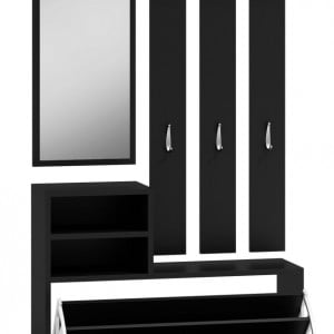 TECUIN101 - Set Cuier hol 85 x 24 x 160 cm - Negru-Mat - Img 3