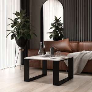 TEMCA-N102 - Masuta cafea, 67 x 67 x 40 cm, Alb-Negru, PAL - Img 3