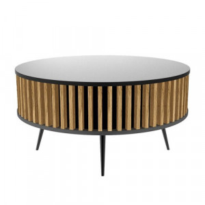 TEMCN-AR101 - Masuta cafea, 90 x 90 x 46 cm, Negru-Stejar Artisan, PAL - Img 2