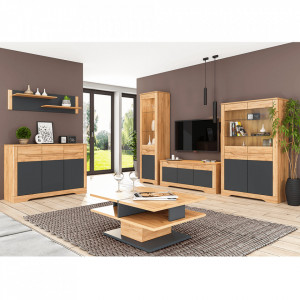 Vitrina , stejar craft auriu / grafit gri, 95x42x159,5 cm - TP264029 - Img 4