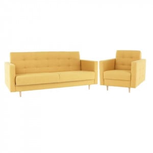 Ansamblu tapiţat, material muştar, 207x94x92 cm - TP213652 - Img 1