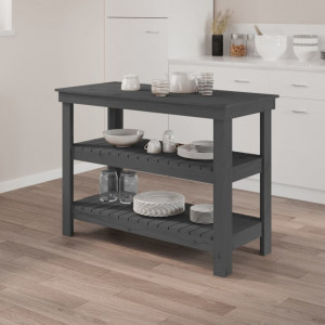 Banc de lucru, gri, 110,5x50x80 cm, lemn masiv pin - V823646V - Img 2