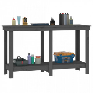 Banc de lucru, gri, 140x50x80 cm, lemn masiv pin - V822508V - Img 4
