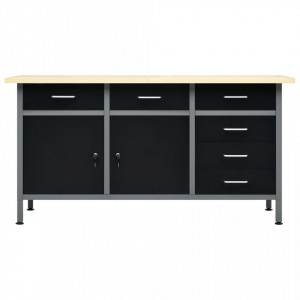 Banc de lucru, negru, 160 x 60 x 85 cm, oțel - V145348V - Img 3