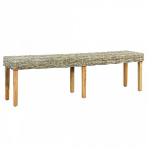 Banca, 160 cm, ratan kubu natural & lemn masiv de mango - V285795V