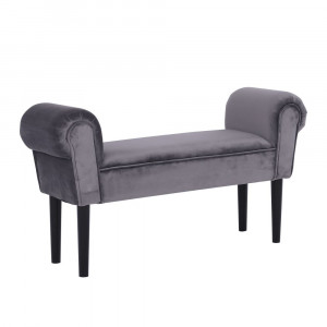 Bancă, băncuţă catifea gri, 100 cm - TP230609