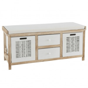 Bancă, băncuţă cu 4 sertare, alb si maro, 100 cm - TP206590