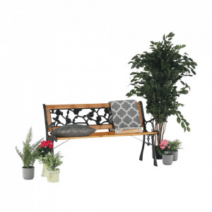 Bancă, băncuță de grădină, maro și neagră, 126 cm - TP276424 - Img 2