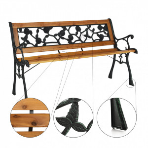 Bancă, băncuță de grădină, maro și neagră, 126 cm - TP276424 - Img 18