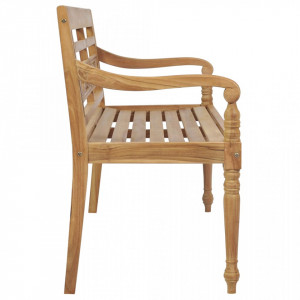 Bancă cu pernă gri taupe, 120 cm lemn masiv tec - V3062177V - Img 4