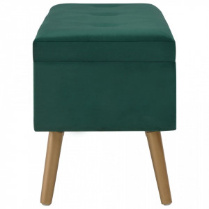 Bancă cu un compartiment de depozitare, verde, 80 cm, catifea - V329929V - Img 4