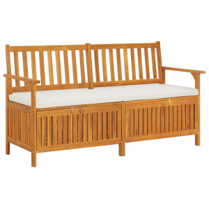 Bancă de depozitare cu pernă, 148 cm, lemn masiv de acacia - V316737V - Img 2