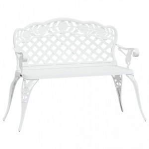 Bancă de grădină, alb, 108 cm, aluminiu turnat - V317742V