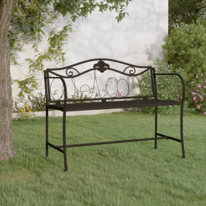 Bancă de grădină cu 2 locuri, negru, 104 cm, oțel - V318831V - Img 2