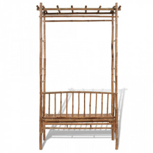 Bancă de grădină cu pergolă, 130 cm, bambus - V41501V - Img 3