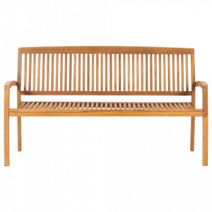 Bancă de grădină stivuibilă cu pernă, 159 cm, lemn masiv tec - V3063315V - Img 3