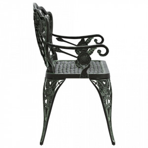 Bancă de grădină, verde, 108 cm, aluminiu turnat - V317741V - Img 4
