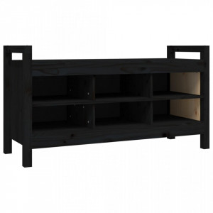 Bancă de hol, negru, 110x40x60 cm, lemn masiv de pin - V821793V