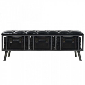 Banca depozitare, MDF si piele artificiala, 120 x 41 x 46,5 cm - V245765V - Img 3
