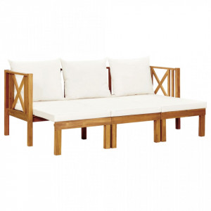 Bancă grădină cu 3 locuri & perne, 179 cm, lemn masiv acacia - V310309V - Img 2