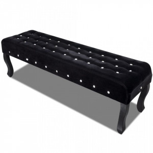 Banca Negru Catifea cu Nasturi de Cristal - V241263V