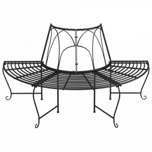 Bancă semicirculară de copac, negru, Ø159 cm, oțel - V318825V - Img 3