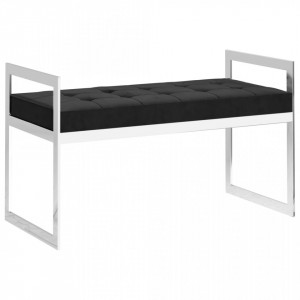 Banchetă, 97 cm, catifea neagră și oțel inoxidabil - V289041V