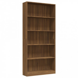 Bibliotecă 5 niveluri stejar maro 80x24x175 cm lemn compozit - V815395V