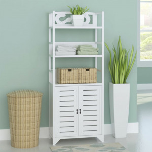 Bibliotecă, alb, 46x24x140 cm, lemn masiv de paulownia - V338505V - Img 2