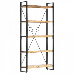 Biblioteca cu 5 rafturi, 90 x 30 x 180 cm, lemn masiv de mango - V286581V