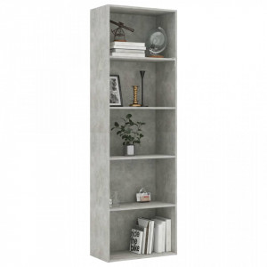 Biblioteca cu 5 rafturi, gri beton, 60 x 30 x 189 cm, PAL - V800994V - Img 3