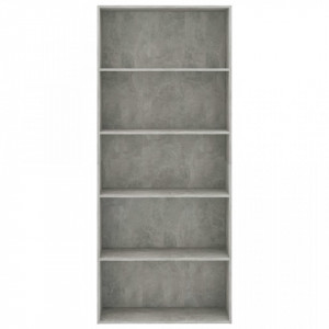 Biblioteca cu 5 rafturi, gri beton, 80 x 30 x 189 cm, PAL - V801030V - Img 4