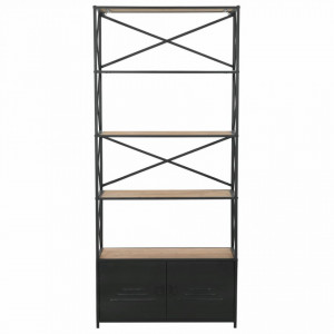 Biblioteca, lemn masiv de brad si otel, 80 x 32,5 x 180 cm - V246426V - Img 3