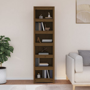 Bibliotecă, maro miere, 50x35x183 cm, lemn masiv de pin - V821722V - Img 2