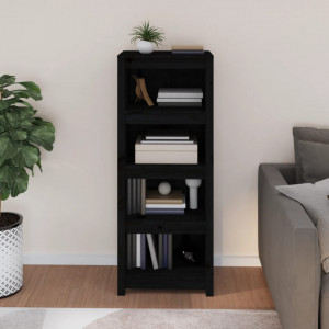 Bibliotecă, negru, 50x35x125,5 cm, lemn masiv de pin - V821713V - Img 3