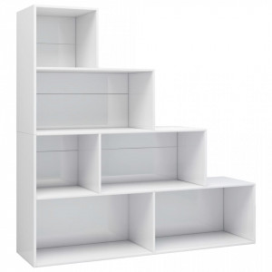 Bibliotecă/Separator cameră alb extralucios 155x24x160 cm PAL - V800663V