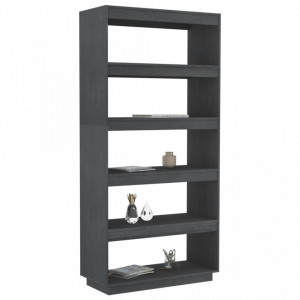 Bibliotecă/Separator cameră, gri, 80x35x167 cm, lemn masiv pin - V810896V - Img 4