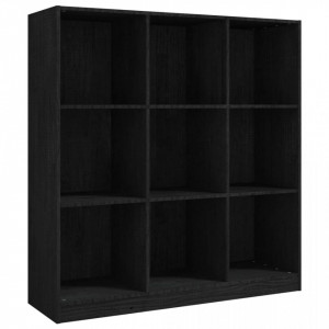 Bibliotecă/Separator cameră negru 104x33,5x110cm lemn masiv pin - V809976V - Img 1