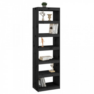 Bibliotecă/Separator cameră negru 60x30x199,5 cm lemn masiv pin - V808182V - Img 3