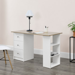 Birou alb/culoarea stejarului cu 3 sertare si 3 polite - P67977820 - Img 1