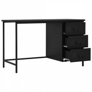 Birou cu sertare, negru, 120 x 55 x 75 cm, otel, industrial - V145361V - Img 2