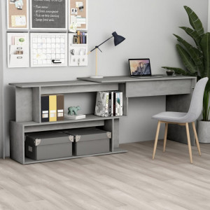 Birou de colt, gri beton, 200 x 50 x 76 cm, PAL - V801102V