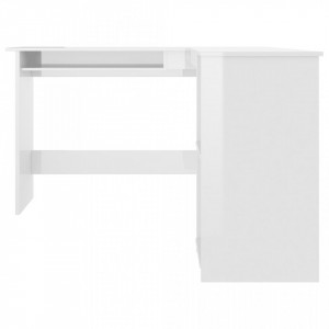 Birou de colt in forma de L alb extralucios 120x140x75 cm PAL - V800753V - Img 4